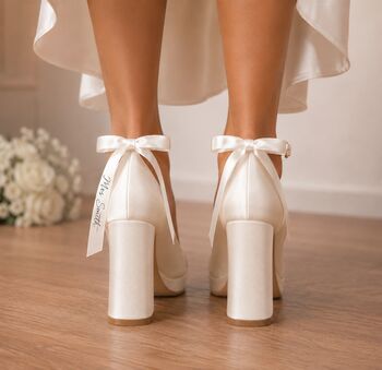 Personalised Bridal Prom White Bow Heels, 3 of 4