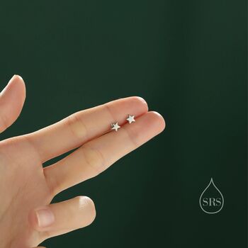 Tiny Star Stud Earrings In Sterling Silver, 6 of 12