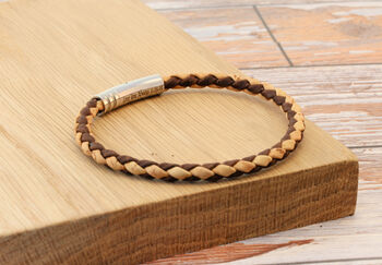 Mens Braided Cork Bracelet Hidden Message Stainless Steel Clasp, 3 of 8