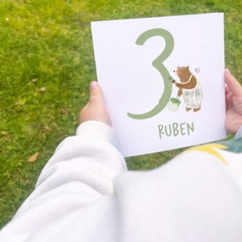 Personalised Painted Numbers Birthday Card Green, 3 of 5