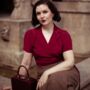 Greta Blouse In Windsor Wine Vintage 1940s Style, thumbnail 2 of 2