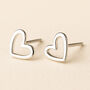 Sterling Silver Open Heart Stud Earrings, thumbnail 1 of 8