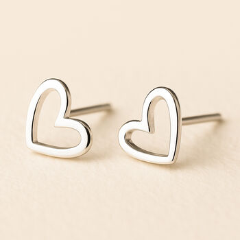 Sterling Silver Open Heart Stud Earrings, 10 of 10