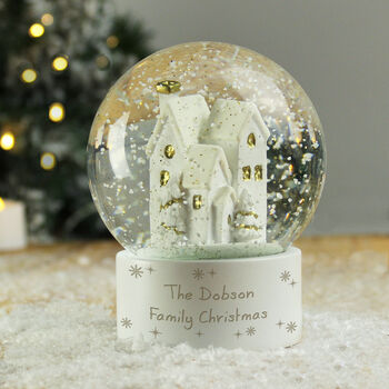 Personalised New Home Christmas Village Snow Globe, 7 of 8