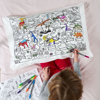 Dinosaur Pillowcase Kit + 10 Pens, Colour In And Learn, 3 of 6