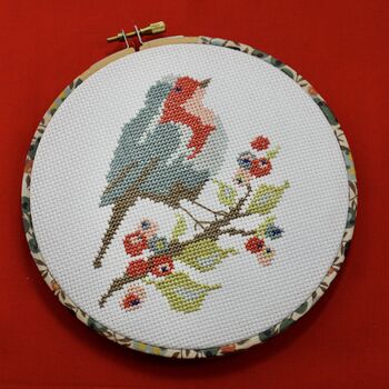 Robin And Berry Cross Stitch Wall Hanging Kit, 2 of 12