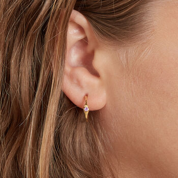 Amethyst Minimalist Gold Hoop, 18 K Gold Vermeil, 2 of 5