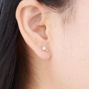 Small Padlock And Key Cz Stone Stud Earrings, Gold, 3 of 8