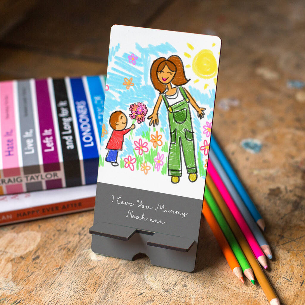 Your Child's Drawing On A Phone Stand, 1 of 2
