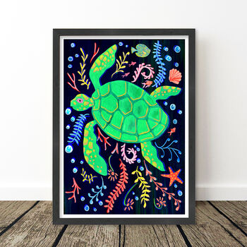 Colourful Sea Turtle Nursery Art Print, 7 of 8