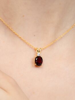 Garnet Pendant Necklace In Sterling Silver And Gold, 12 of 12