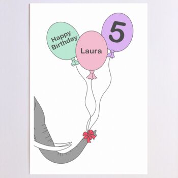 Personalised Dinosaur Balloons Birthday Card, 3 of 8
