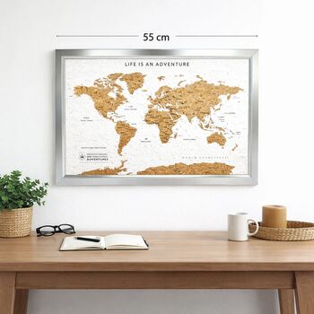 Travel Gifts World Map Cork Board With Pins, 3 of 11