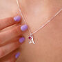 Sterling Silver Script Initial Necklace With Birthstone, thumbnail 4 of 11