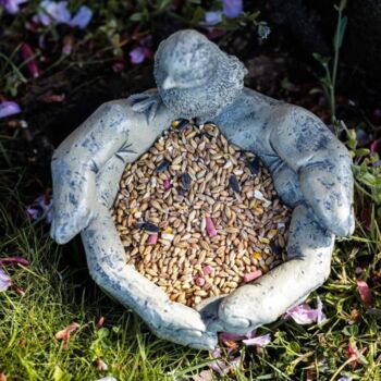 Garden Bird Feeder Decorative Stone Bath Novelty Hands, 8 of 10