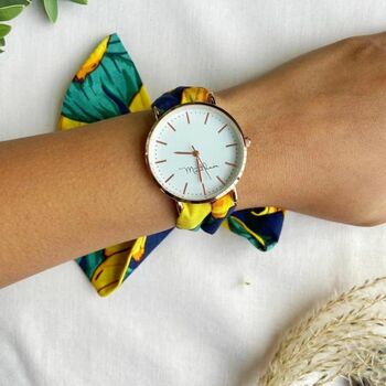 Banana Print Changeable Women Cotton Strap Wrist Watch, 5 of 9