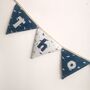 Dinosaur Bunting, Personalised Baby Name, White, Navy Blue, thumbnail 4 of 11