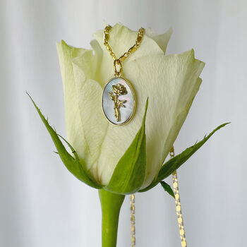 Language Of Flowers Pearl And Gold Plate Necklace, 2 of 12