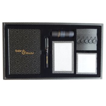 Sabr Shukr Stationery Set Geometric Black Gold Foil, 7 of 9