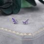 Sterling Silver Amethyst Purple Cz Marquise Cluster Stud Earrings, thumbnail 3 of 11