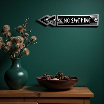 No Smoking Metal Door Sign Art Deco Or Modern, 2 of 6
