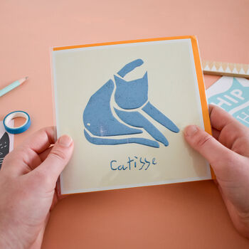 Blue Catisse Cat Artist Greetings Card, 2 of 3