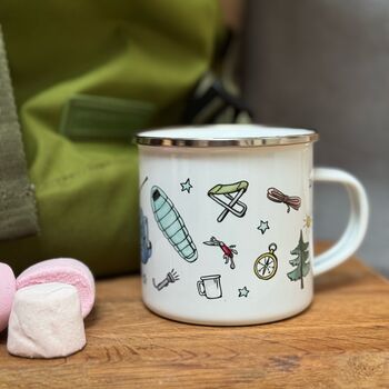 Camping Tin Mug With Watercolour Illustrations, 5 of 11