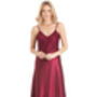 British Made Burgundy Long Satin Nightdress With Deep Lace Detail Ladies Size 8 Uk To 28 UK, thumbnail 1 of 5