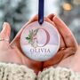 Personalised Baby Girl First Christmas Ceramic Ornament, thumbnail 6 of 7