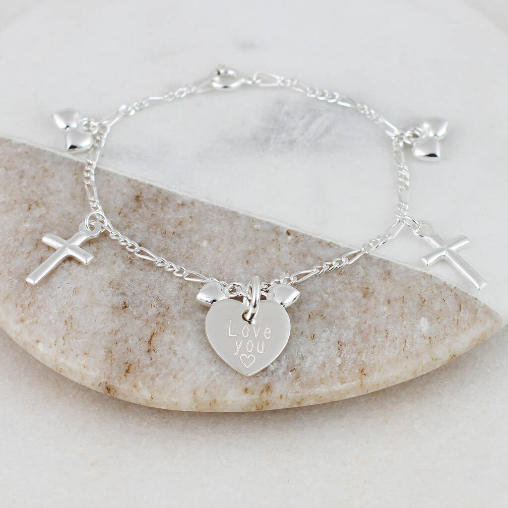 Personalised Silver Christening Charm Bracelet, 1 of 3