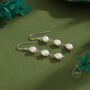 Oval Pearl Trio Drop Hook Earrings, thumbnail 7 of 10