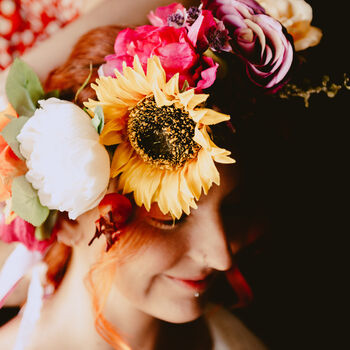 The Florence Colourful Vintage Hair Wreath For A Bride, 9 of 12
