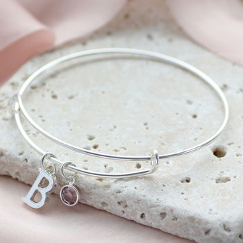 Personalised Initial Birthstone Bangle, 2 of 10