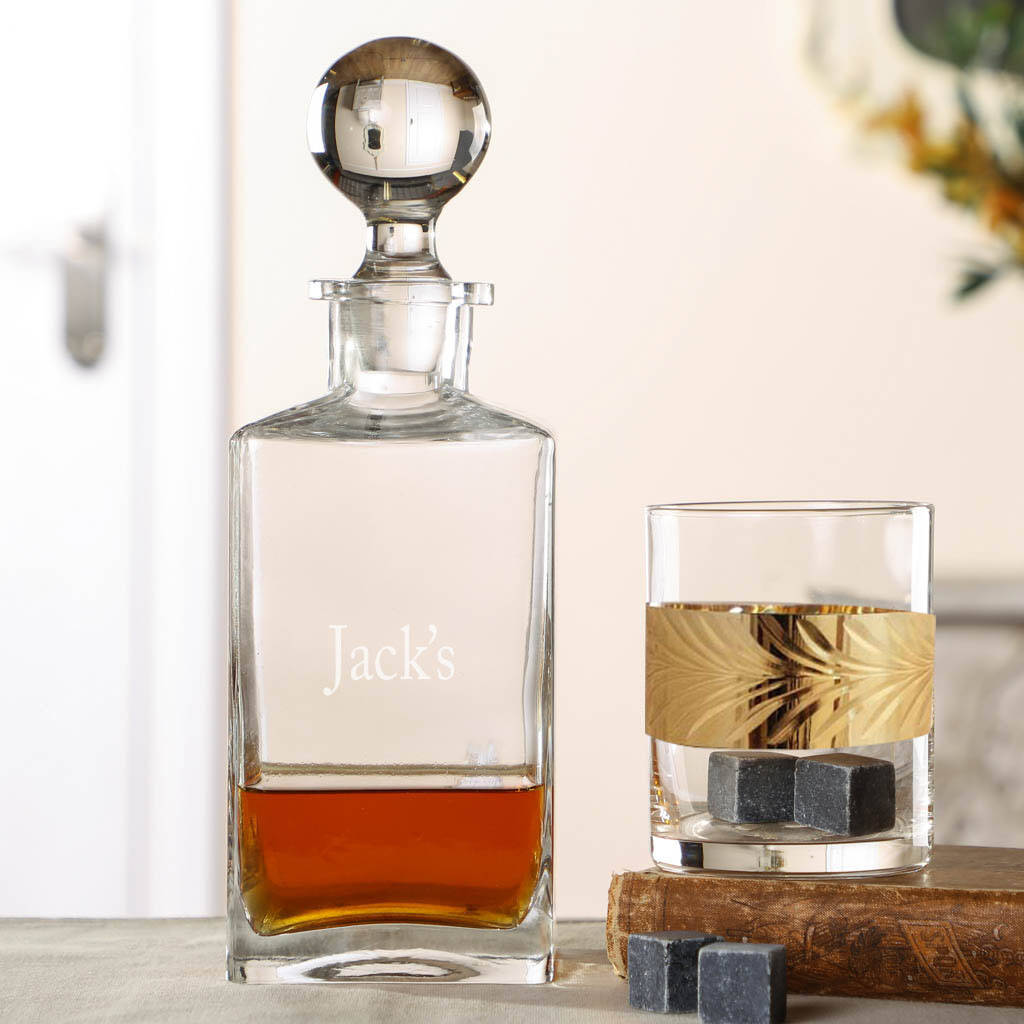 Personalised Gold Etched Brandy Decanter By Dibor