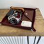 Personalised Burgundy Leather Desk Accessories Tray, thumbnail 1 of 12