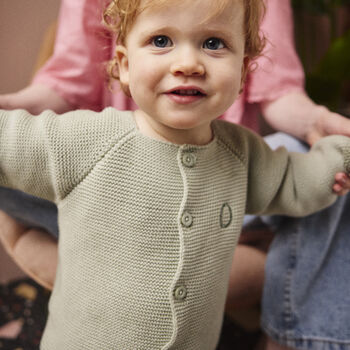 Baby Unisex Bubble Knitted Cardigan, 2 of 12