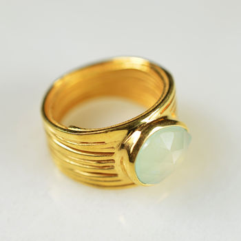Lucia Ring Aqua Chalcedony And Gold, 2 of 3