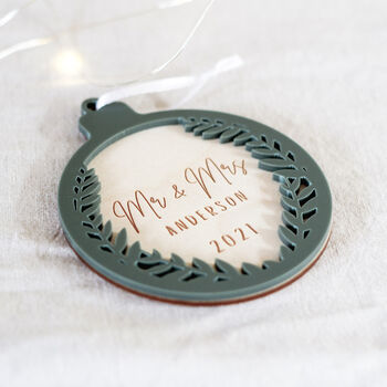 Personalised Mr And Mrs Christmas Tree Ornament, 3 of 3