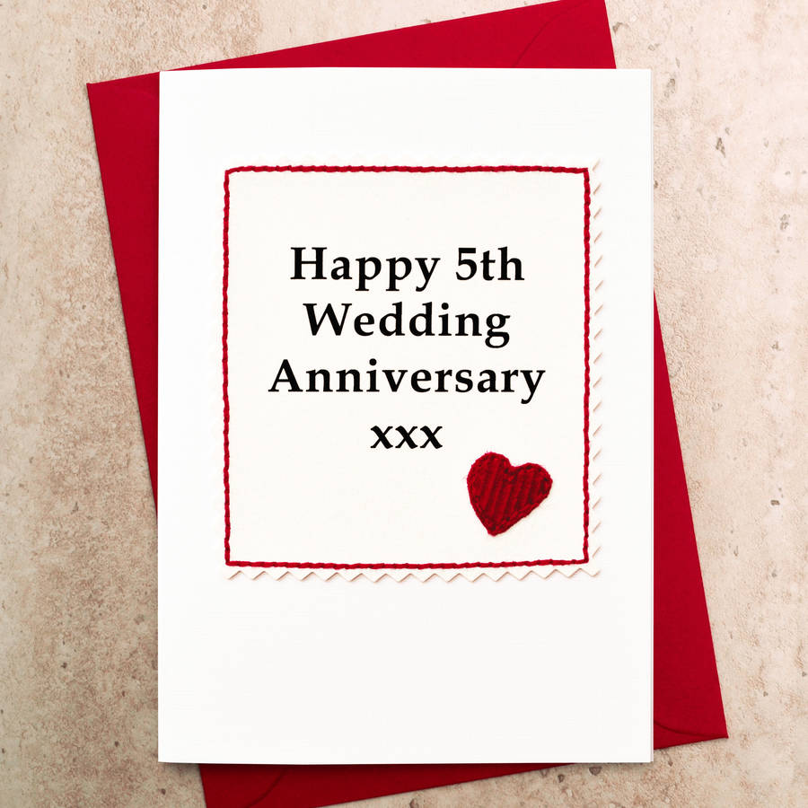 handmade 5th wedding  anniversary  card by jenny arnott 