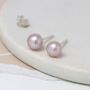 Sterling Silver Pink Freshwater Pearl Stud Earrings, thumbnail 6 of 10
