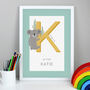 Personalised Animal Alphabet A4 White Framed Print, thumbnail 12 of 12