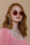 Hot Pink Tint Round Frame Sunglasses, thumbnail 1 of 5