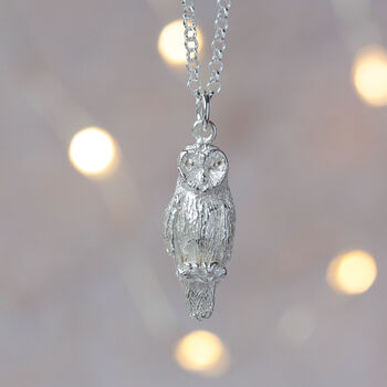 Barn Owl Silver Necklace, 2 of 8