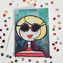 Birthday Card Girl With Blonde Bob And Sunglasses, thumbnail 2 of 5