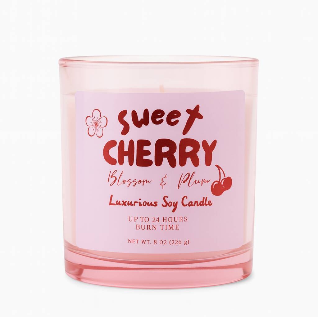 Sweet Cherry Blossom And Plum Luxury Soy Candle, 1 of 3