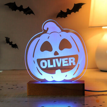 Personalised Pumpkin Halloween LED Night Light, 4 of 6