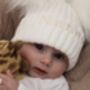 Newborn Double Pom Pom Winter Hat And Booties, thumbnail 3 of 10