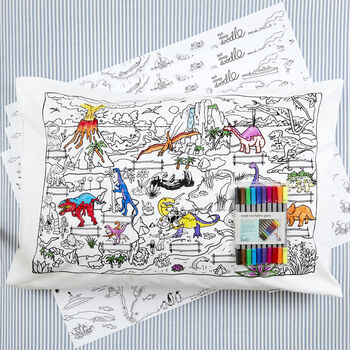 Dinosaur Pillowcase Kit + 10 Pens, Colour In And Learn, 4 of 6