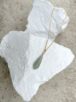 Aventurine Droplet Necklace Real 18k Gold Plated, 5 of 6