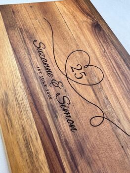 Anniversary Gift Engraved Heart Chopping Board, 3 of 9